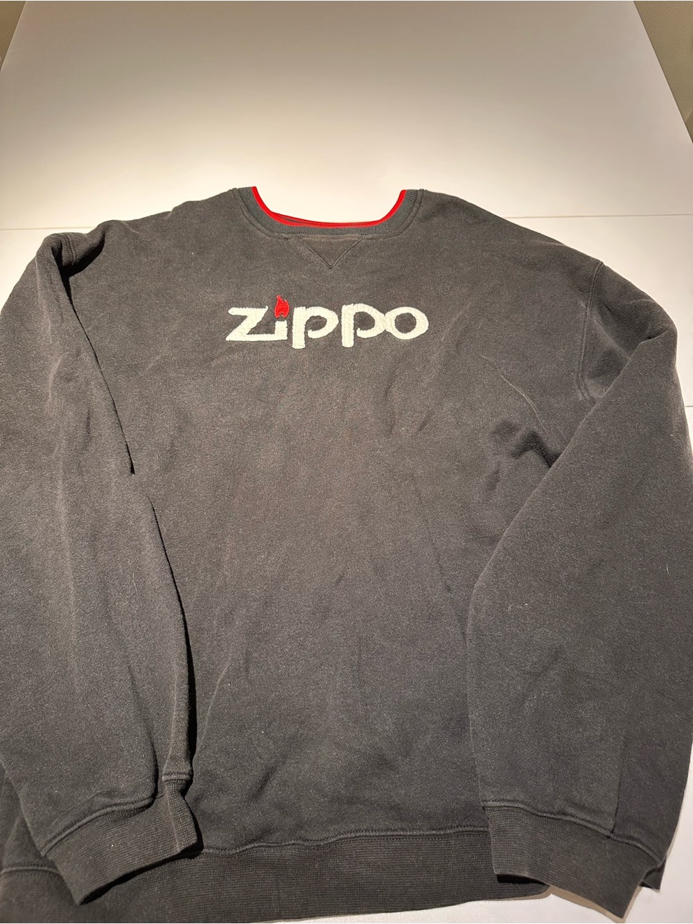 Sport-Tek Black Crewneck Sweatshirt with Red Trim & White Logo